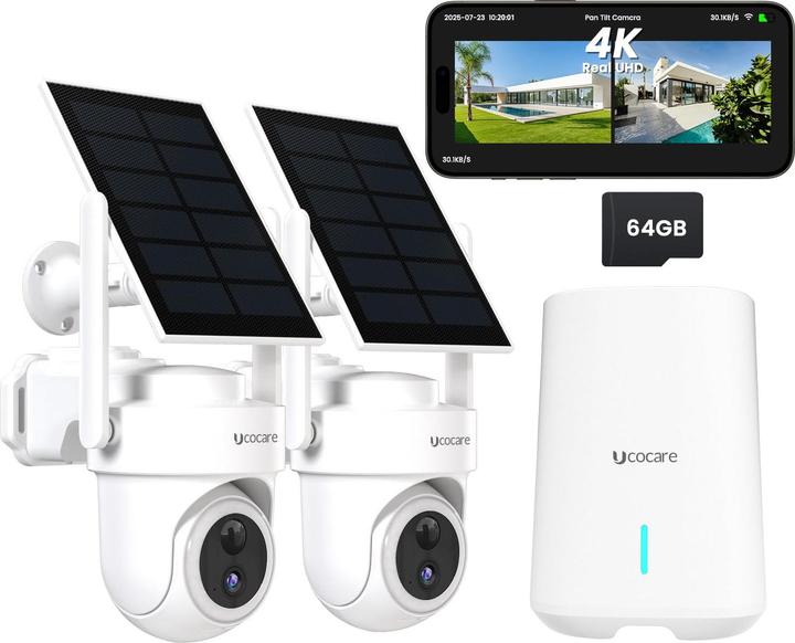 Produktbild Ucocare 2er-Set Überwachungskamera mit Solar (3840 x 2160 Pixels)