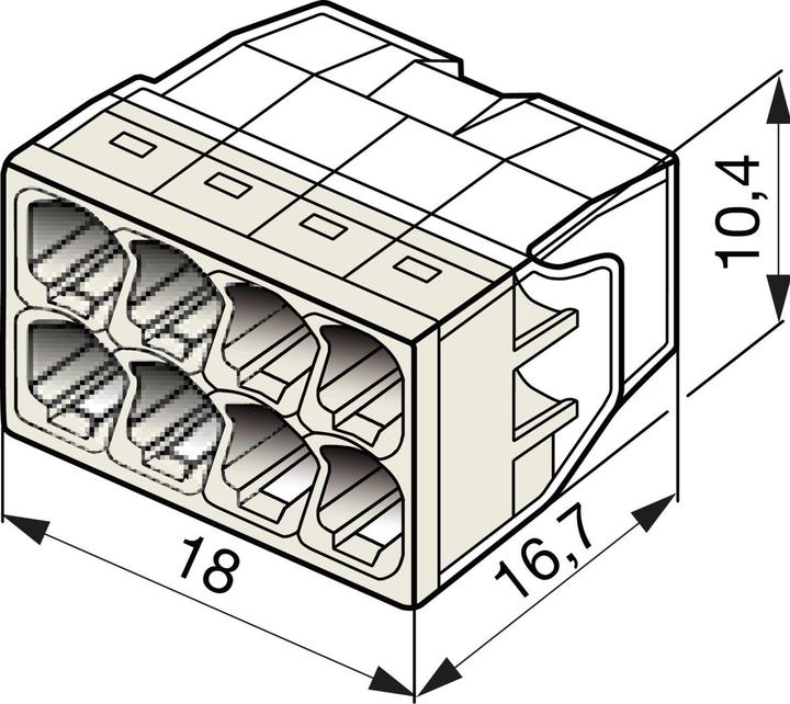 Produktbild Wago COMPACT Steckklemme, 8 x 0.5 - 2.5mm², grau, VPE 50 Stk.