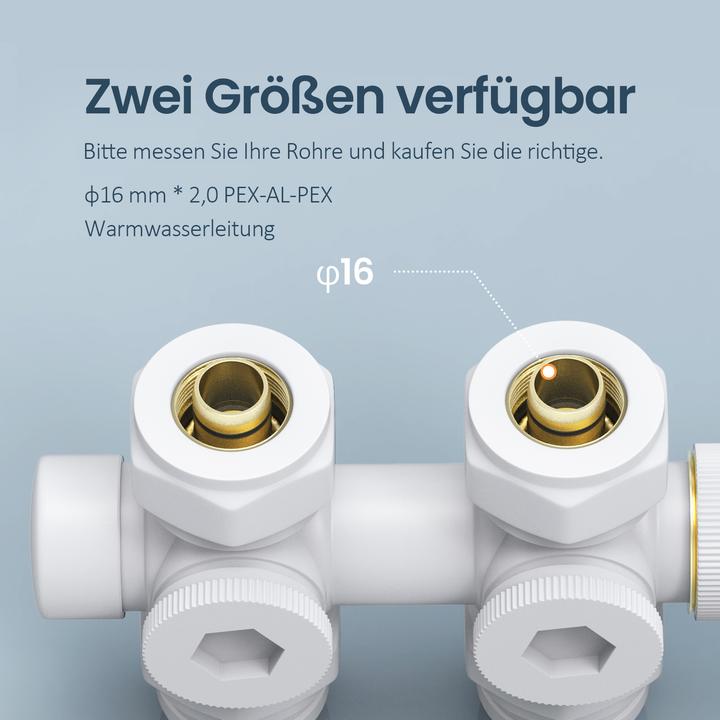 Produktbild Emke Thermostatventil, Universalventil mit Thermostat für Heizkörper, 10 bar, 7 Stufen, Weiss