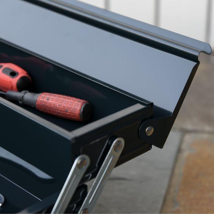 Produktbild Swisshandel24 Werkzeugkasten Werkzeugkoffer Werkzeugkiste 5 Fächer aufklappbar Stahl (SPCC) Dunkelgrün 57 x 21 x 4 (1 Teil)