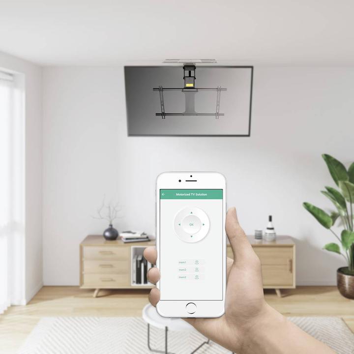 Produktbild myWall Motorisierter & klappbarer Deckenhalter für Flachbildschirme (Decke, 75")