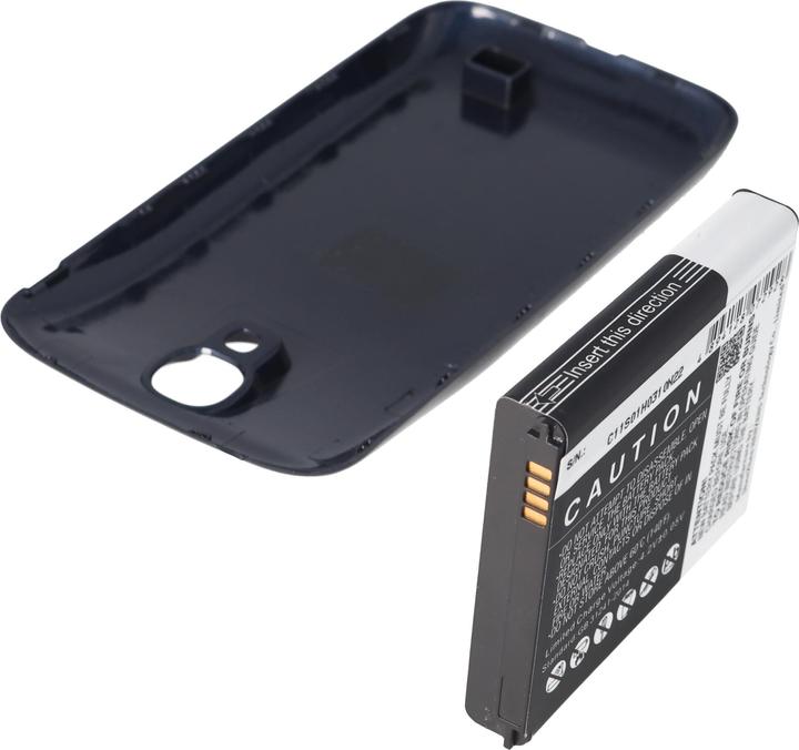 Actual product image Samsung Galaxy S4 battery, GT-I9500 with blue additional cover (Rechargeable battery, Galaxy S4)