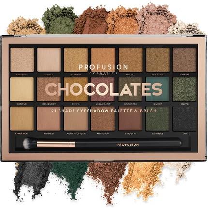 Actual product image Profusion - Eyeshadow Palette palette 21 eye shadows with brush Chocolates (Chocolates)