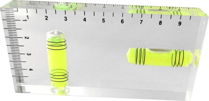Actual product image RS PRO Spirit level, type block, 100mm, 2 bubble/s Waterproof, Horizontal: ±1, Vertical: ±2 mm (10 cm)