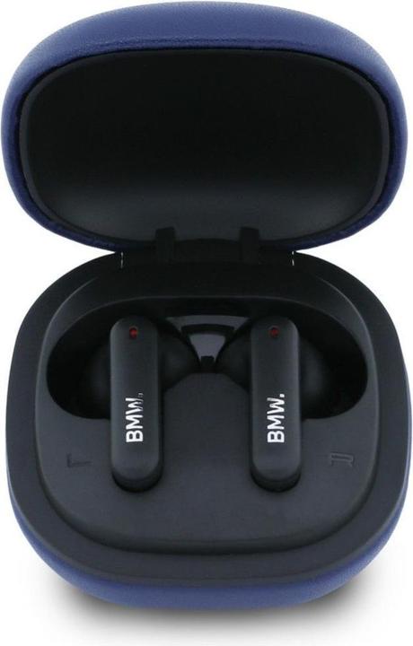 Actual product image BMW Headphones Bluetooth TWS Leather Metal Logo ENC blue (30 h, Docking, Wireless)