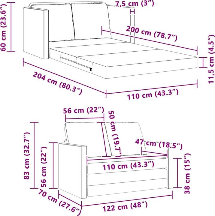 Produktbild vidaXL Modernes Sofa (2-Sitzer)