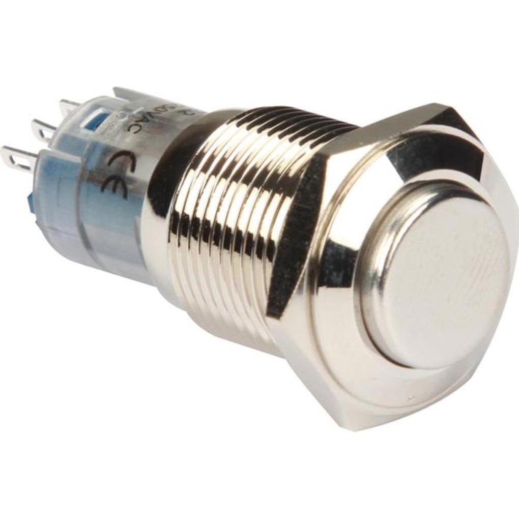 Velleman High Round Metal Switch Spdt 1No 1Nc, Taster + Schalter, Silber