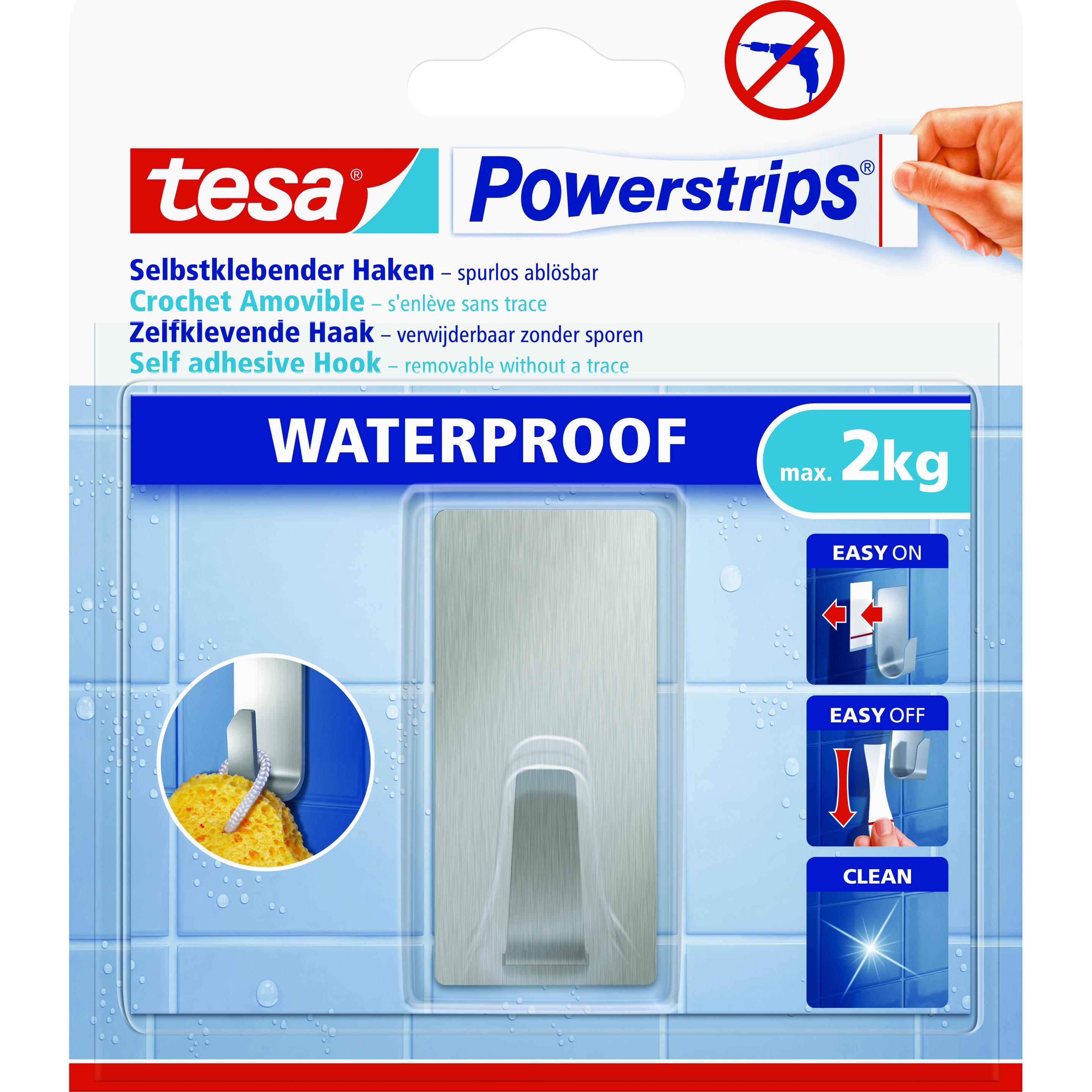 tesa, Klebehaken + Klebenagel, Powerstrips Waterproof Haken L