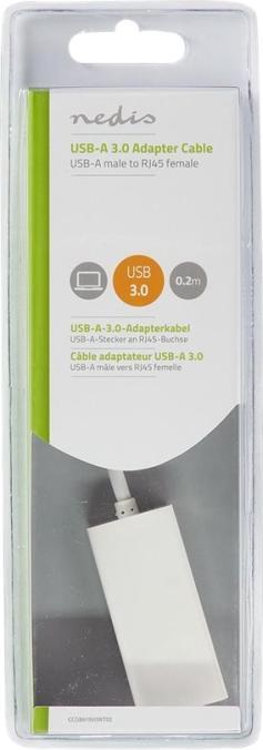 Produktbild Nedis USB-A Adapter | USB 3.2 Gen 1 | USB-A Stecker | RJ45 Buchse | 1 Gbps | 0.20 m | Rund | Vernick