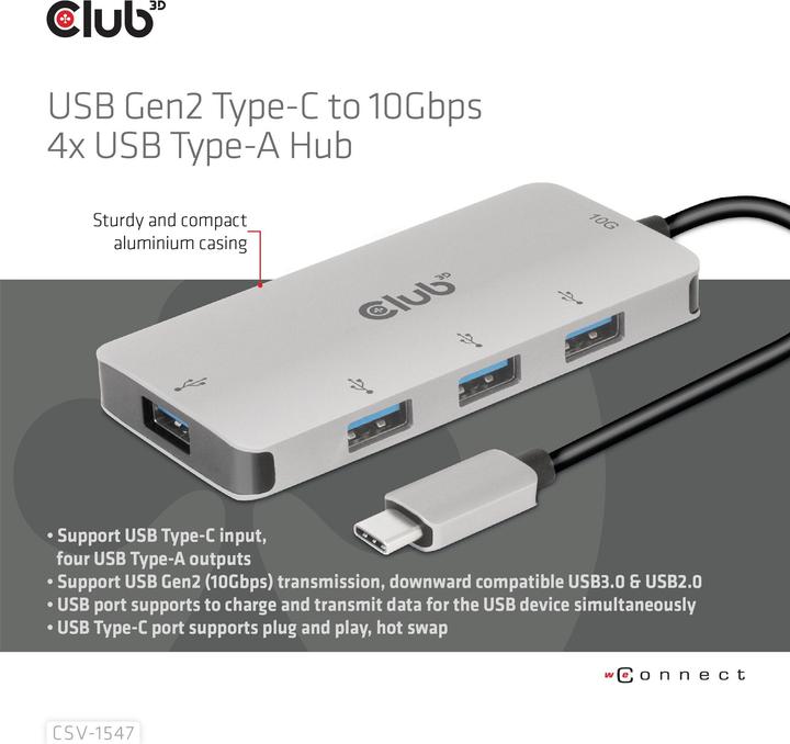Immagine prodotto Club 3D Usb-Hub (USB-C, 4 porte)