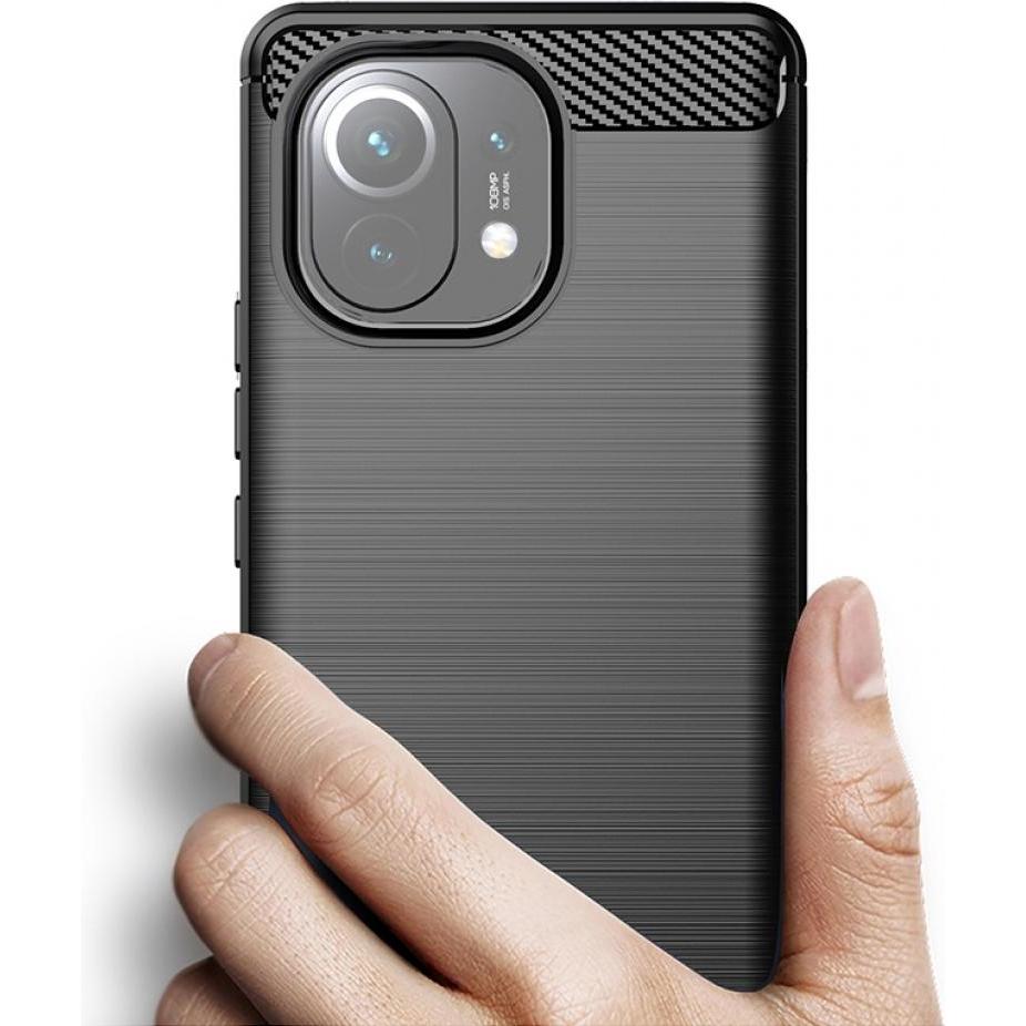 Thumbnail - Screenguard Xiaomi Mi 11 Hülle Carbon Brushed Soft TPU (Xiaomi Mi 11), Smartphone Hülle, Schwarz
