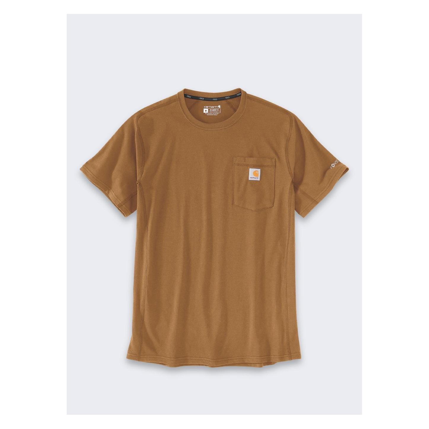 Carhartt, Mannen, T-shirts, Force - Braunes T-Shirt Mit Mittlerer Tasche, Bruin, (S)