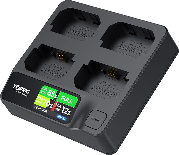 Immagine prodotto Accsoon Toprig 100W 4-BAY NP-FZ100 Fast Charger (2007270220) (Caricabatterie per fotocamere)