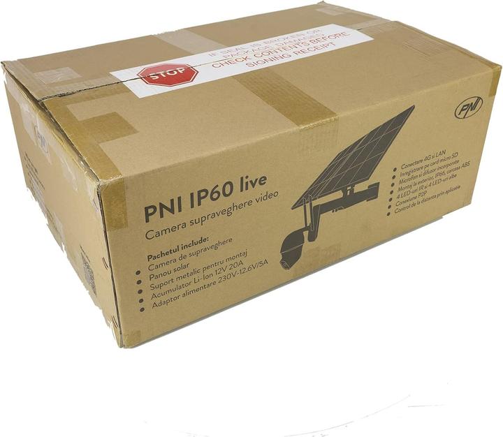 Immagine prodotto PNI Telecamera di videosorveglianza IP60 Live PTZ con pannello solare, 2 MP, GSM 4G, slot SIM, zoom