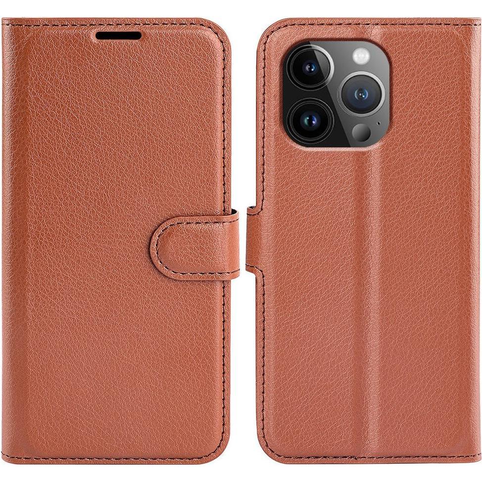 Cover-Discount iPhone 15 Pro - Leder Etui Hülle braun (Apple iPhone 15 Pro), Smartphone Hülle, Braun
