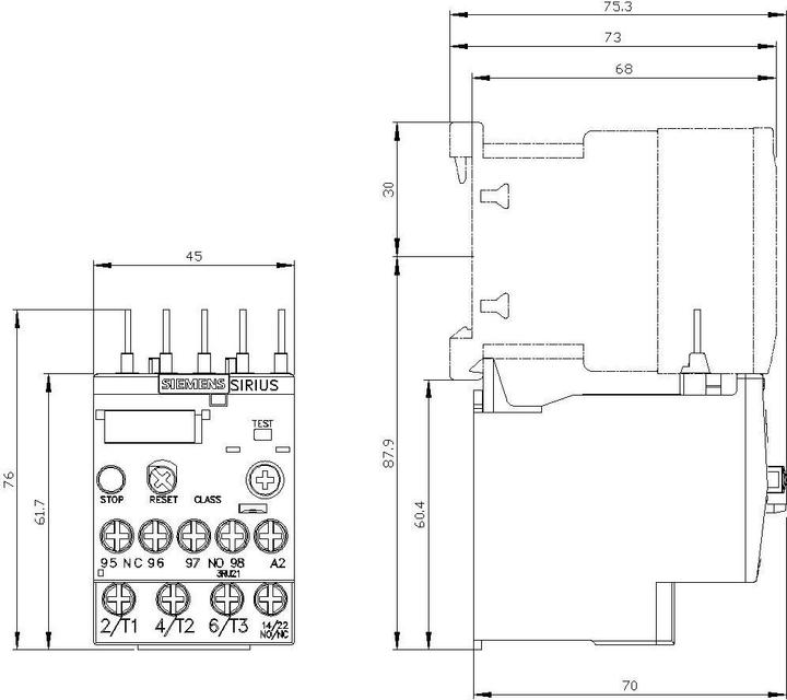Actual product image Siemens Thermal overload relay 1.4 - 2.0 A