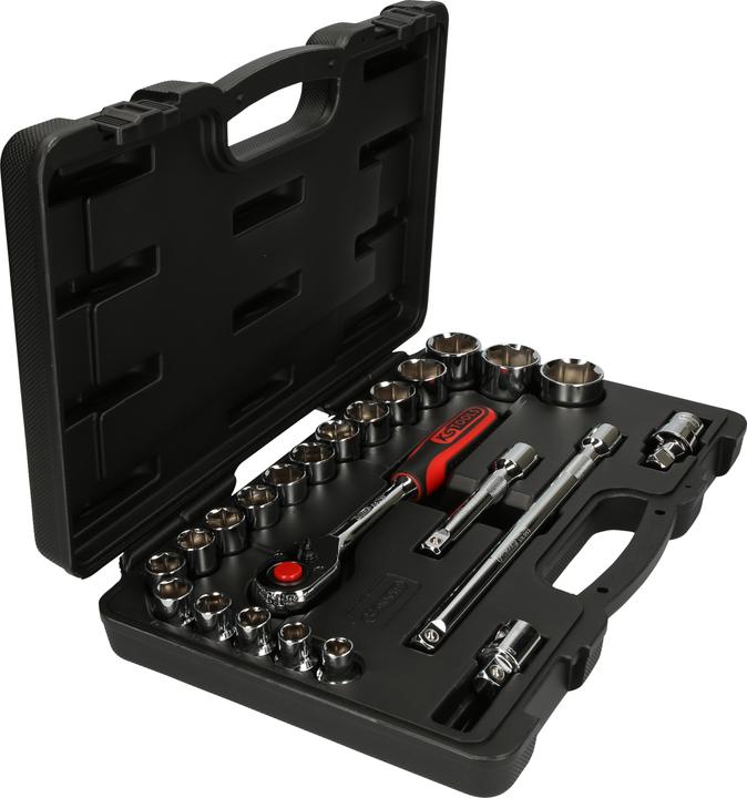 Produktbild KS Tools 1/2" CHROMEplus Steckschlüssel-Satz, 23 Teile, Flank Traction (34 mm, 18 mm, 11 mm, 12 mm, 20 mm, 19 mm, 27 mm, 15 mm, 25 mm, 13 mm, 21 mm, 33 mm, 14 mm, 29 mm, 10  mm, 30 mm, 23 mm, 26 mm, 22 mm, 17 mm, 28 mm, 16 mm, 32 mm, 24 mm, 31 mm)