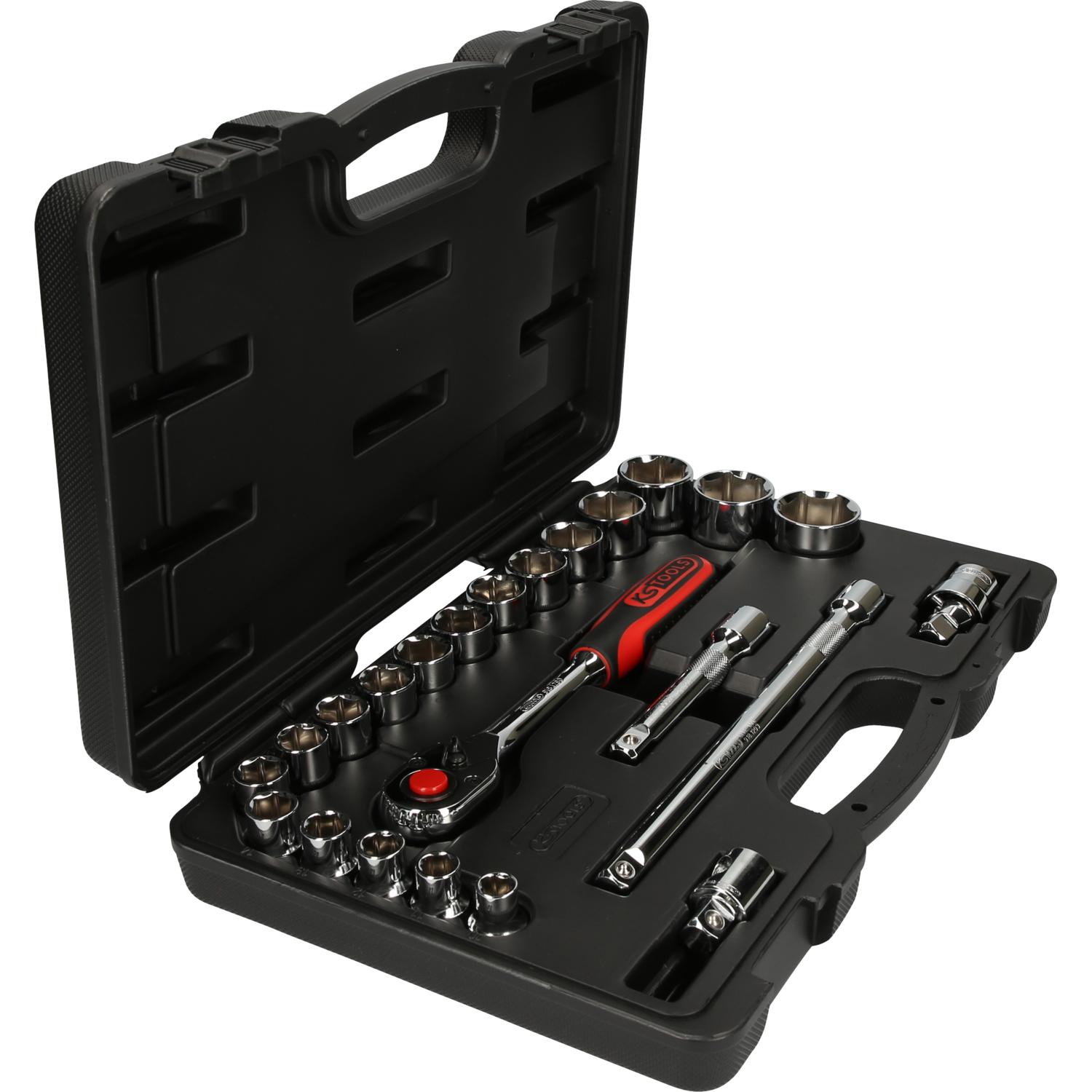 KS Tools, Steckschlüssel + Stecknuss, 1/2" CHROMEplus Steckschlüssel-Satz, 23 Teile, Flank Traction (34 mm, 18 mm, 11 mm...