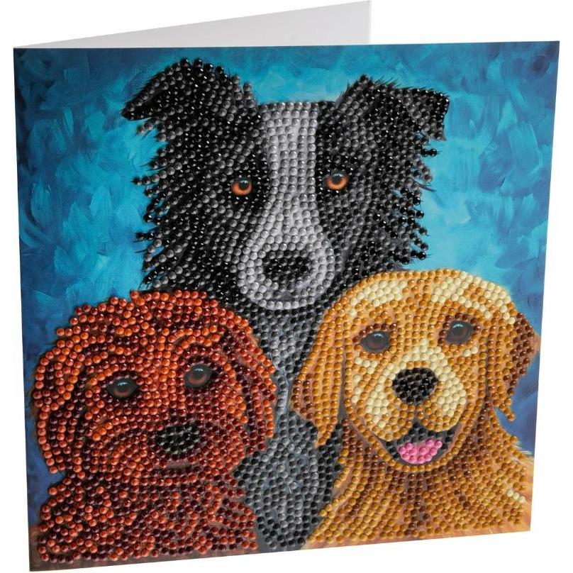 Craft Buddy Hunde, 18x18cm Crystal Art Card