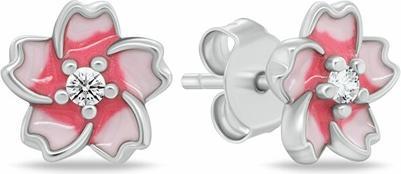 Image du produit Brilio Silver - Boucles d'oreilles hoop en argent Fleur avec zircon EA1116WPU