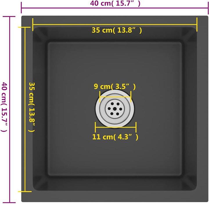Actual product image vidaXL Küchenspüle (Fitted sink, 40 cm, 40 cm)