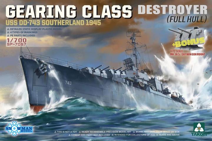 Actual product image Takom GEARING CLASS DESTROYER USS DD-743 SOUTHERLAND 1945 (FULL HULL)