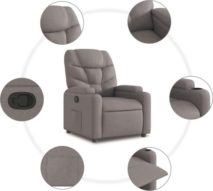 Actual product image vidaXL Recliner with stand-up aid fabric