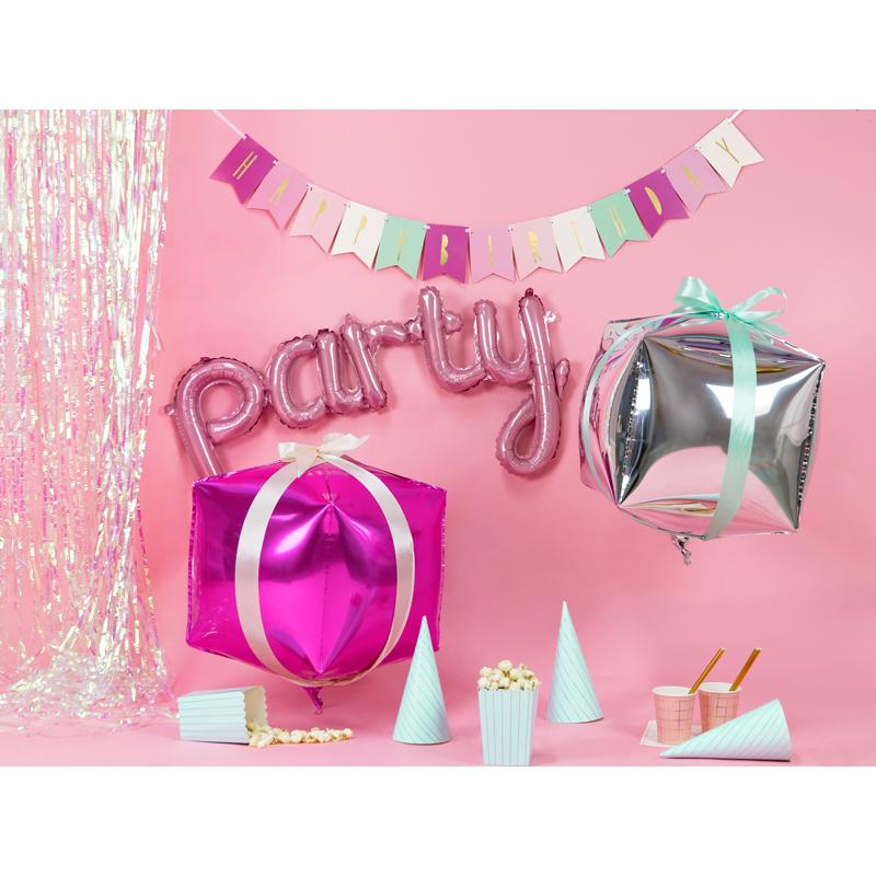 Thumbnail - Partydeco Foil Balloon Cubic, 35x35x35cm, dark pink (1 pkt / 1 pc.)