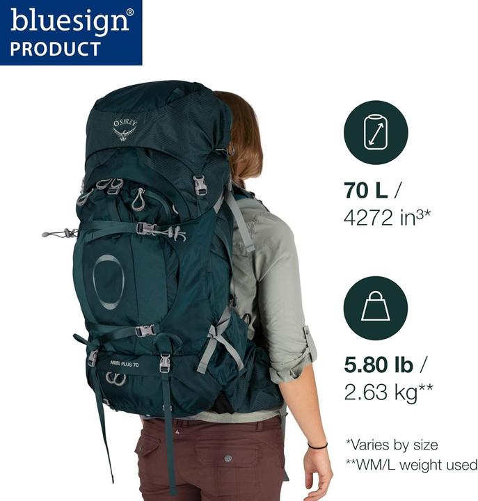 Actual product image Osprey Ariel Plus 70 Backpack (68 l)