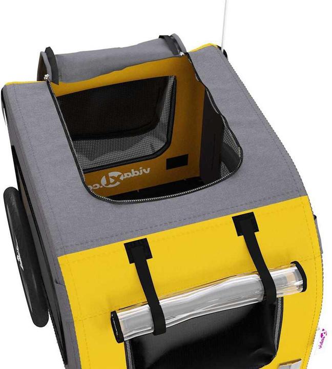 Actual product image vidaXL Bicycle trailer dogs yellow and grey Oxford fabric and iron