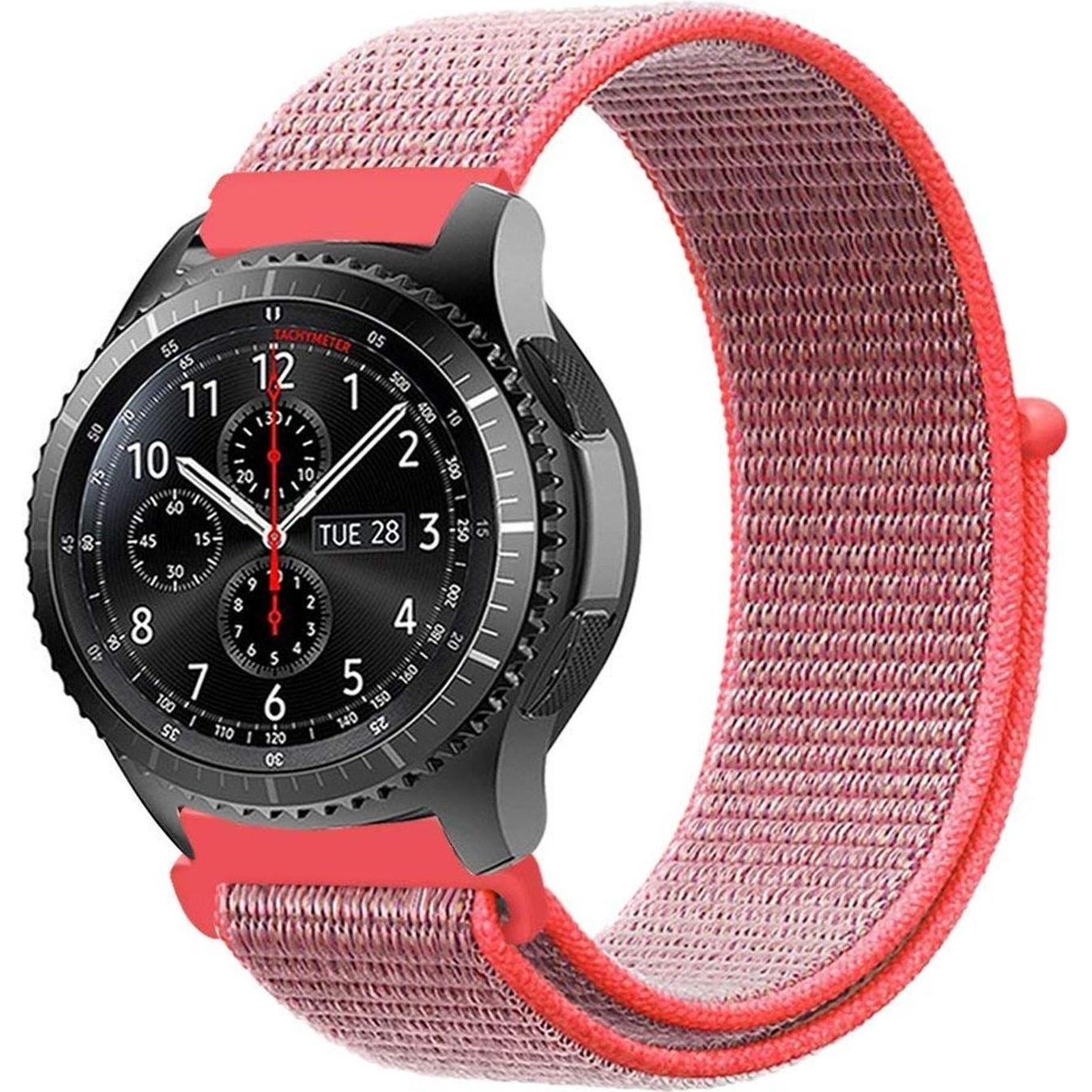 Cadorabo Armband für Samsung Galaxy Gear (22 mm, Nylon, Ticwatch Pro), Uhrenarmband, Rosa