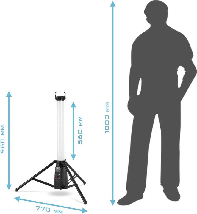 Produktbild Stahlwerk LED-Baustrahler 30 Watt 360° Akku-Arbeitsleuchte 2400 lm LED-Tower mit Stativ (2400 lm)