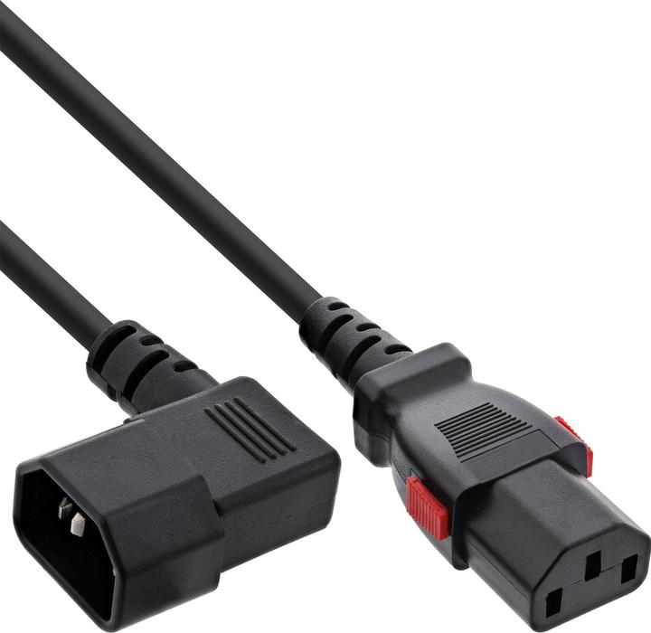 Actual product image InLine ® Kaltgeräteverlängerung, C13 verriegelbar auf C14 gewinkelt, schwarz, 5m (5 m, IEC 60906-1)