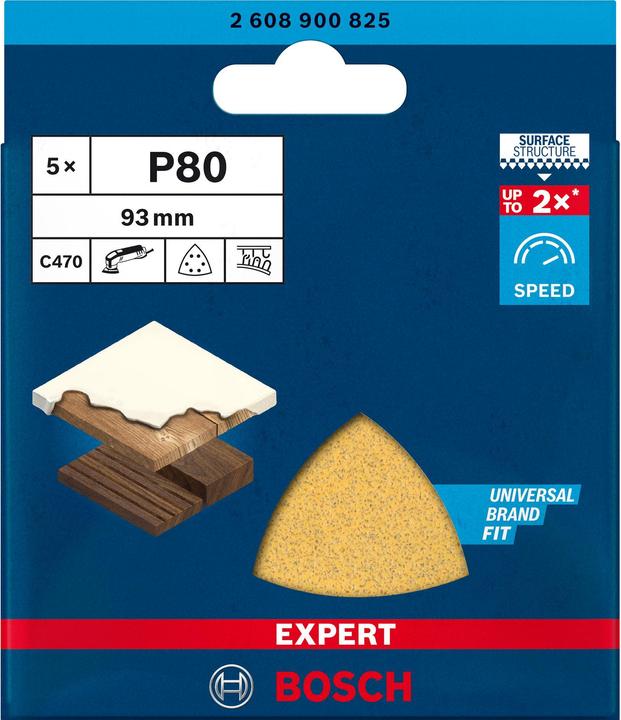 Productafbeelding Bosch Professional Zubehör Expert C470 Schuurpapier voor Delta Schuurmachine, 93 mm, G 80, 5 st. (80)