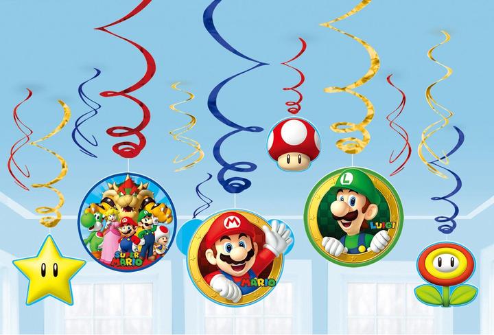 Actual product image Amscan Décoration suspendues Super Mario Bross (12pcs) (12 Piece)