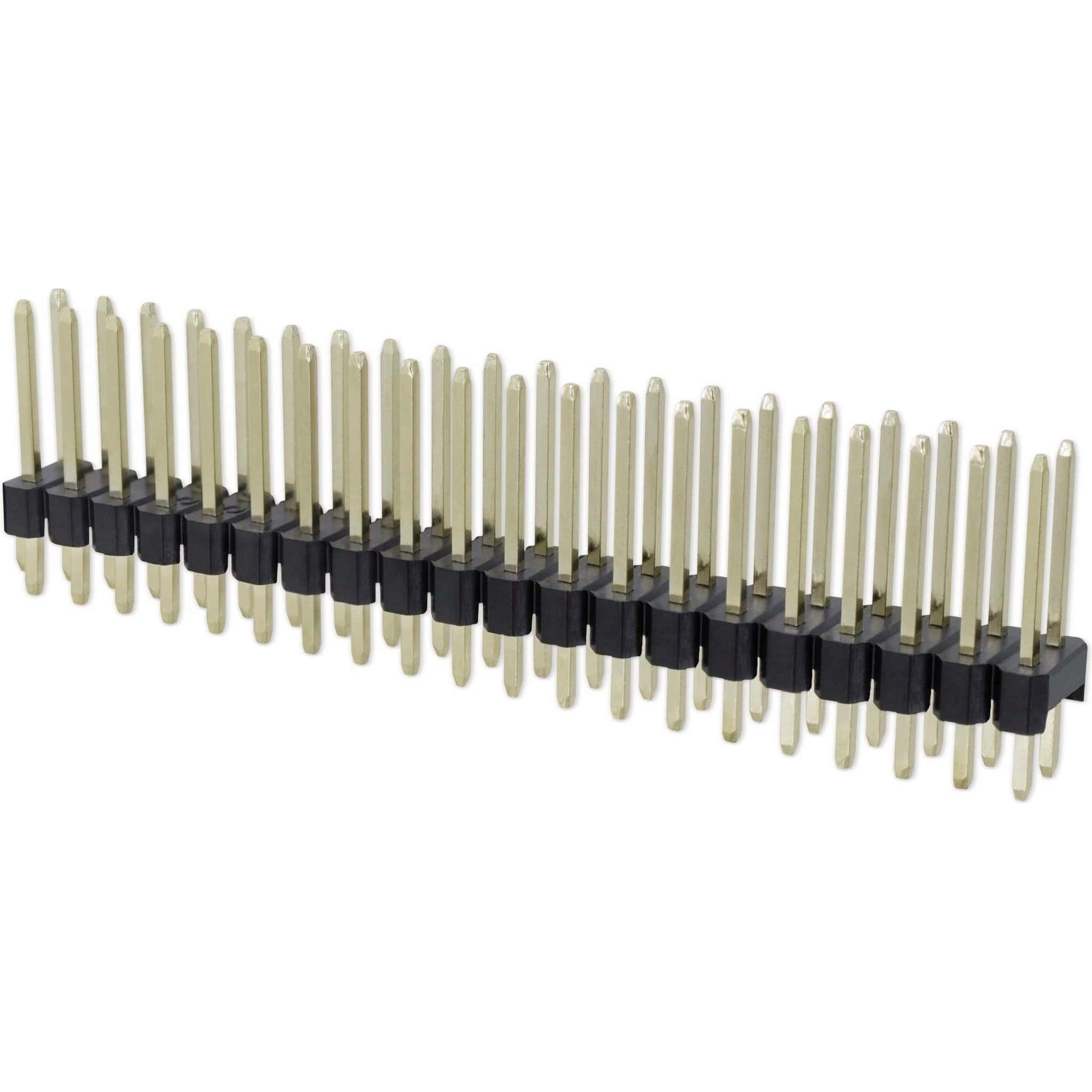 Eneroid Stiftleiste, 2 x 20, 2,54 mm, gerade, 0,8µ Au (Gold), 5 Stück, Elektronikkabel + Stecker, Gold