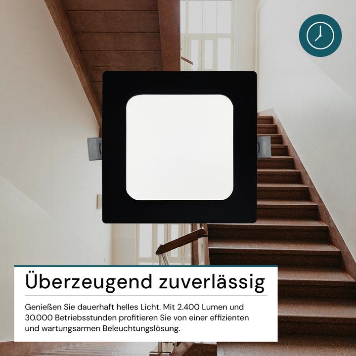 Produktbild Luxula LED Einbau Downlighteckig, schwarz, 24W, IP44, 2400lm, CCT (2400 lm)