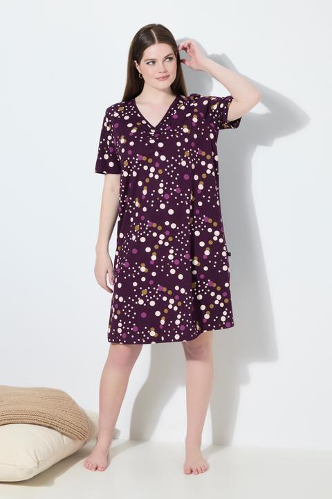 Immagine prodotto Ulla Popken Camicie da notte in confezione doppia con pallini, scollo a girocollo/V e mezze maniche (56)