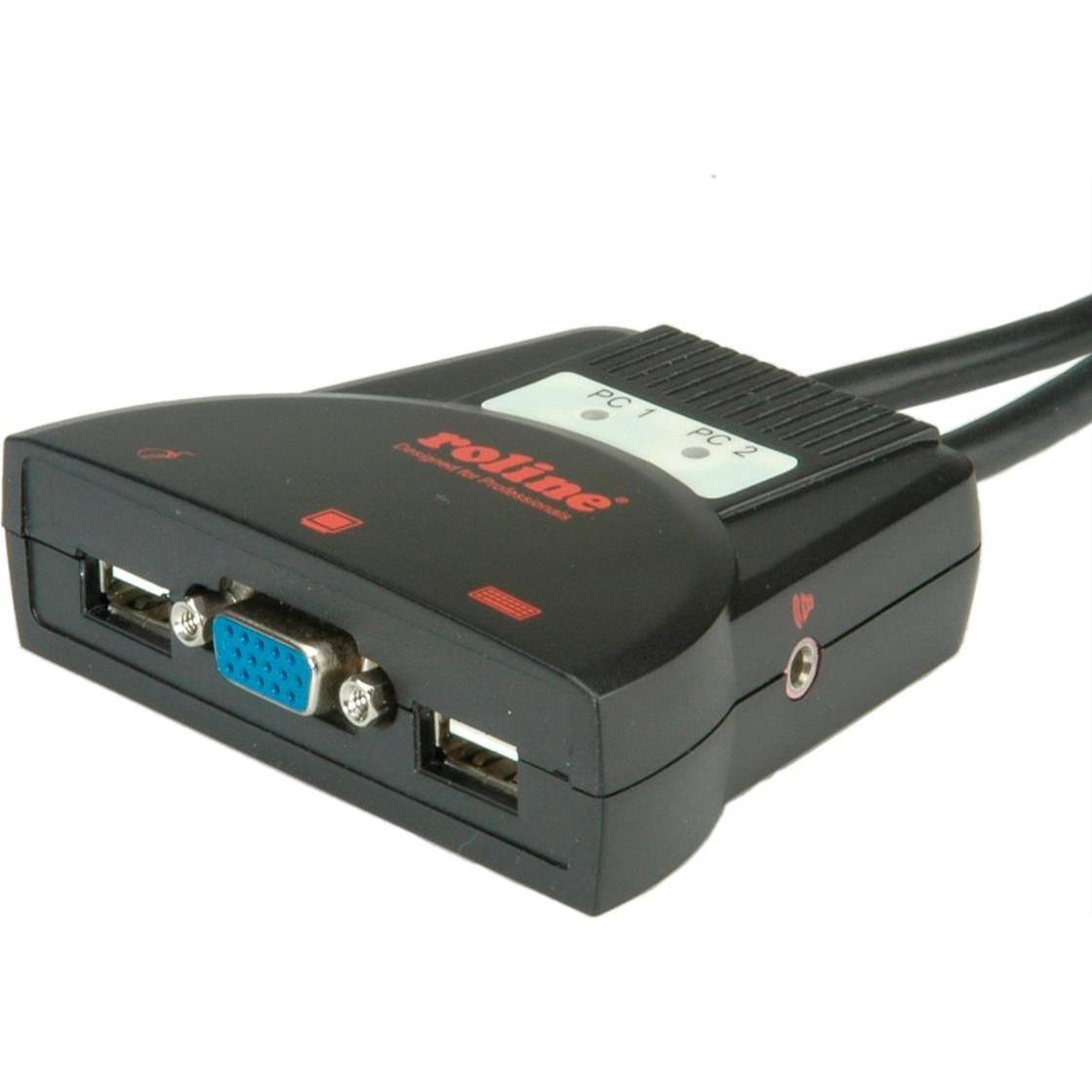 Roline KVM-Switch 'Star' 2 PCs, VGA, USB, Audio, KVM Switch, Schwarz