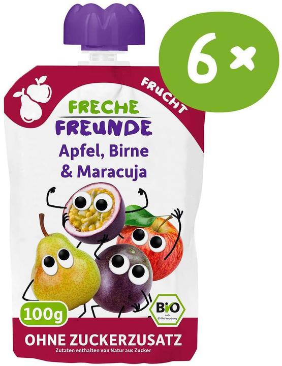 Image du produit Freche Freunde Quetschbeutel Apfel Birne & Passionsfrucht Bio 6x 100 g (600 g)