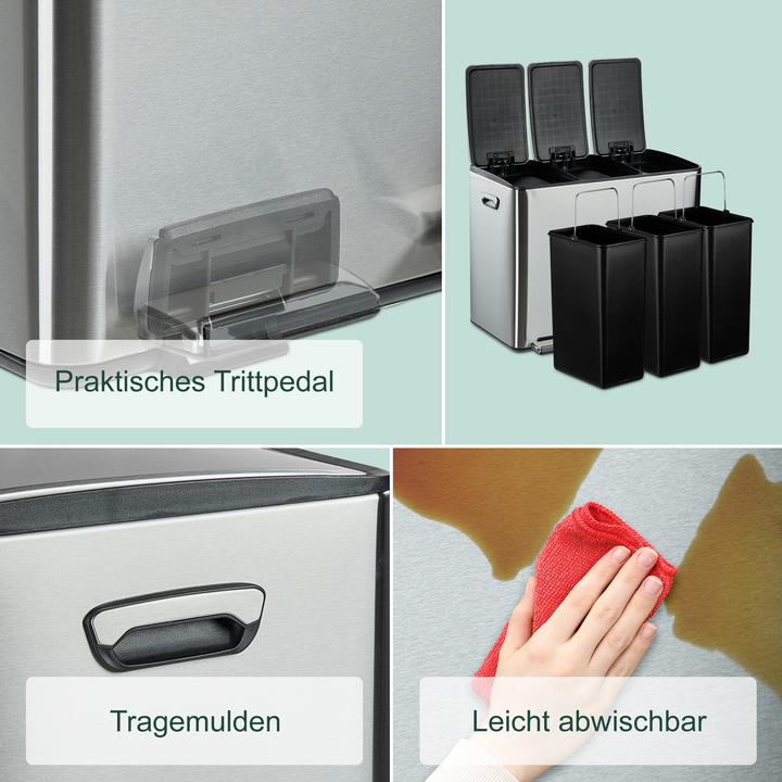 Produktbild Relaxdays Mülleimer 3 x 15 Liter (45 l)