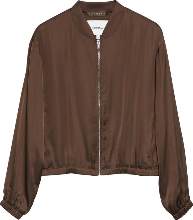 Comma Satin-Blousonjacke mit Nahttaschen und Reissverschluss