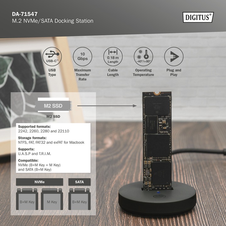 Actual product image Digitus M.2 NVMe/SATA Docking Station