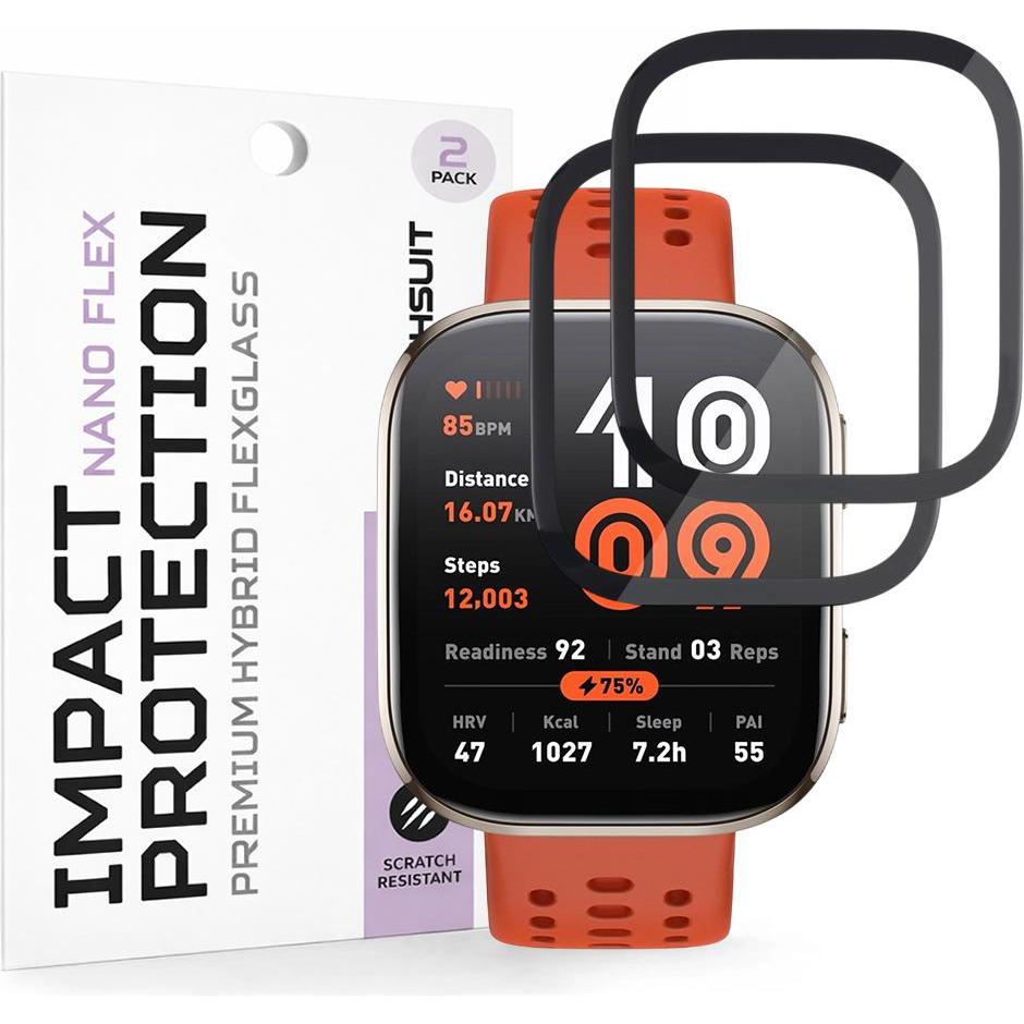 Techsuit - Nano Flex (2 pack) - Amazfit Bip 6 - Black, Accessori per smartwatch, Nero