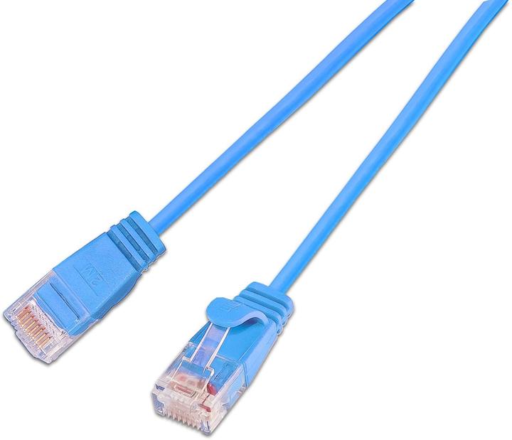 Actual product image SLIM Slimpatchkabel RJ-45 - RJ-45, Cat 6A, U/UTP, 2 m, Blau (U/UTP, CAT6a, 2 m)