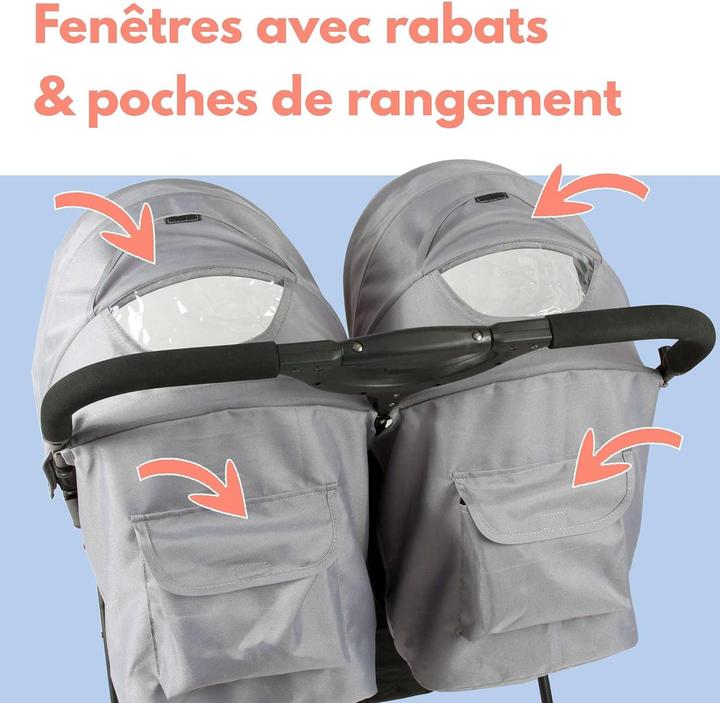 Actual product image Bambisol Double Side-by-Side Twin Stroller from Birth with Compact Fold