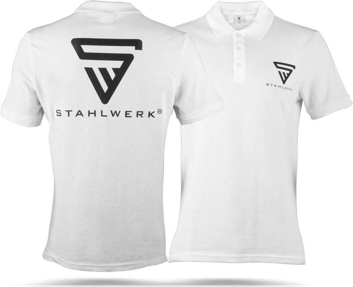 Image du produit Stahlwerk Polo Taille XXL Blanc Manches courtes Chemise Polo Logo Imprimé 100% Coton (XXL)