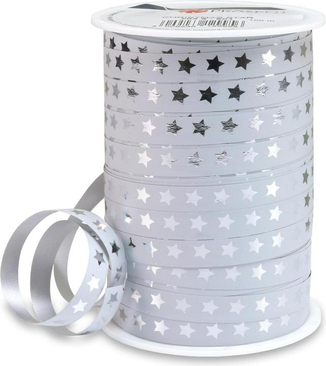 Pattberg Geschenkband Christmas Star 1 cm x 100 m, Weiss (Geschenkband, 1 x)