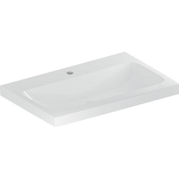 Geberit, Waschbecken, iCon Light Waschtisch, 75 cm x 48 cm, mit Hahnloch, ohne Überlauf,501835 (160 mm, 750 mm)