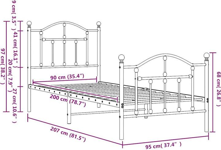 Image du produit vidaXL Bettgestell (90 x 200 cm)